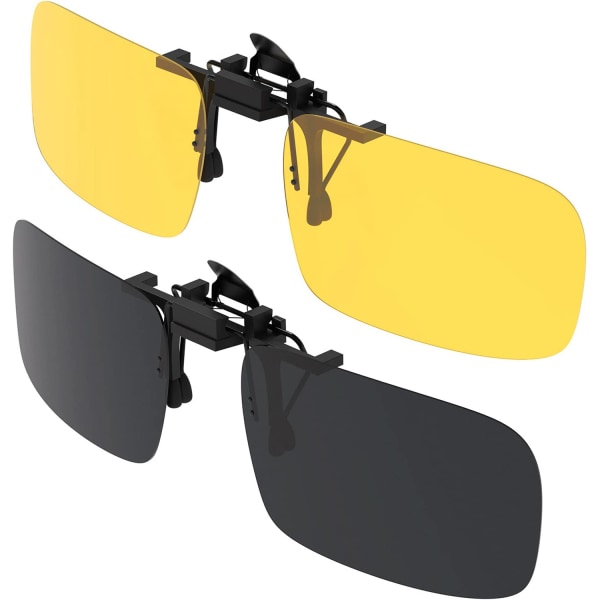 BLUE CUT Clip on polariserede nattesynsbriller Flip up-solbriller UV-400 til at bære over receptbriller til natkørsel