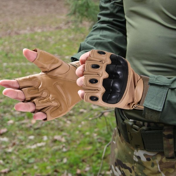 Fingerløse taktiske handsker til mænd - Beskyttelse, åndbar, behagelig og perfekt til udendørs sommeraktiviteter ArmyGreen XL