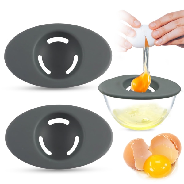 Silikonäggseparator Duo: 2-delad set för enkel bakning - ett måste verktyg för att separera äggvita från gulor