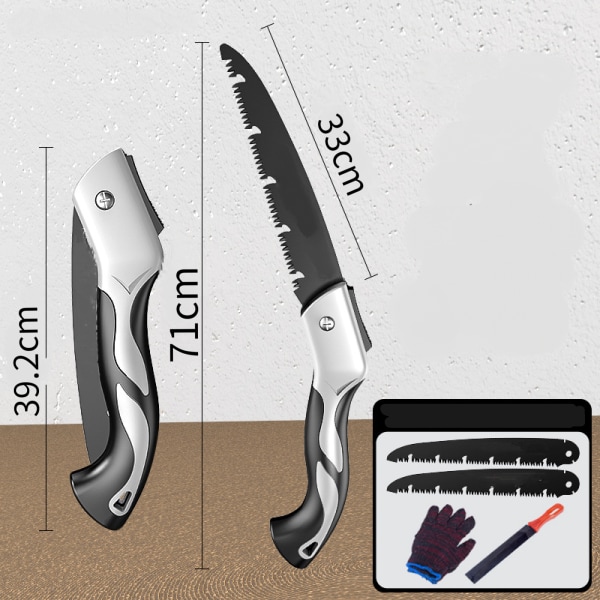 Sammenleggbare sagsett inkluderer 2 sagblad og hansker, sammenleggbar beskjæringssag, SK5 sammenleggbar håndsag i stål XXXL