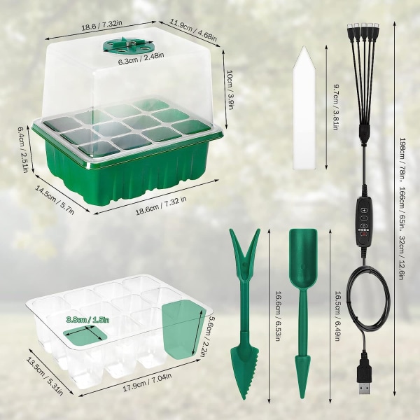 5-pack fröstartbricka med odlingsljus - kit med högre cover , fuktkupol - trädgårdsskötsel Blomväxtgroning" black