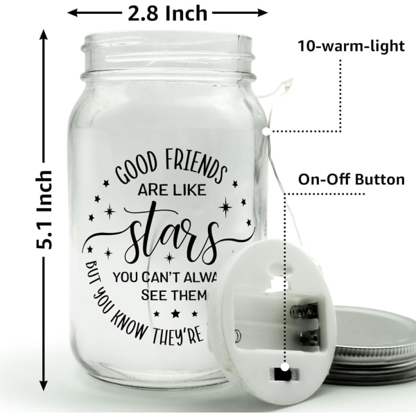 Mason Jar Lights -lahjat äitienpäiväksi – joulukoristeita lahjat Bestielle, moomille, parhaalle ystävälle, soul-sisarelle, lainoppineelle, työparhaalle, työtoverille A