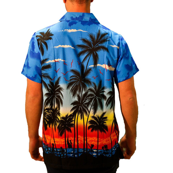 Herr Hawaiiskjorta Kortärmade Skjortor - Herrskjortor Hawaiian Fancy Dress Sommarskjortor Beach Party Fancy Red M