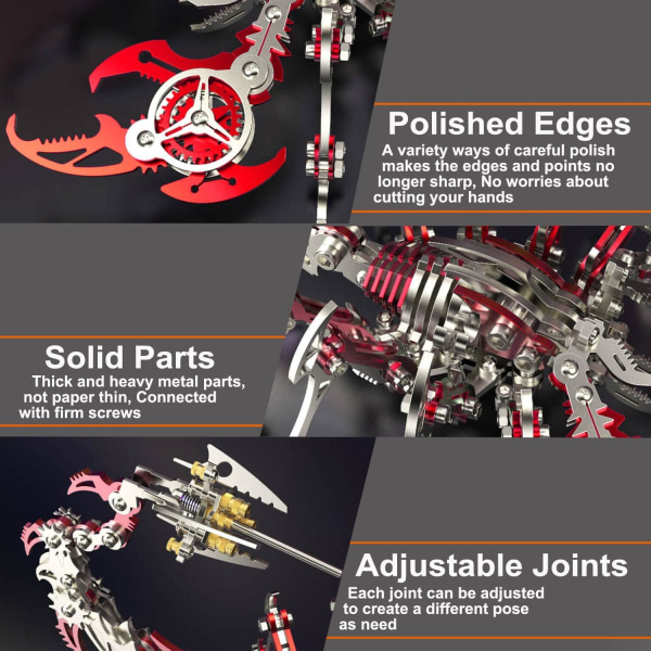 Scorpion 3D metallpussel för vuxna, byggsatser för figurmodeller 3D-pussel, 454 st (ej monterade) red