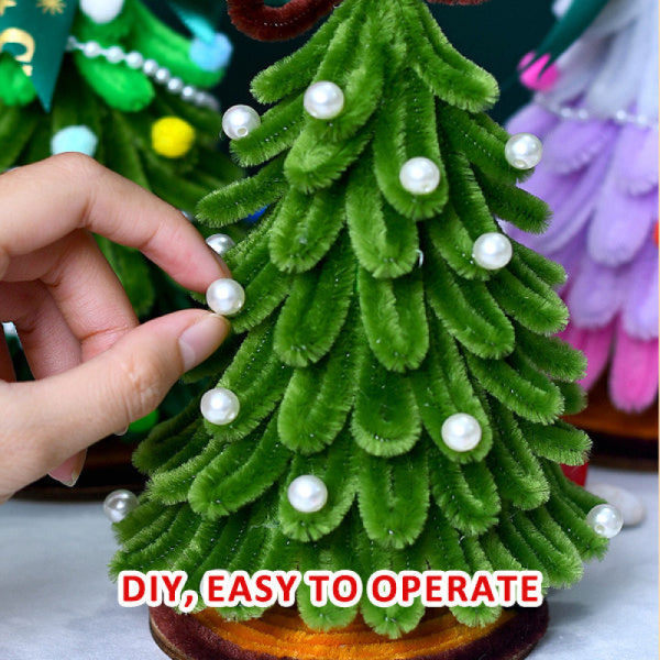 Handgjorda DIY Twist Stick julgran med LED-ljus - Skapa din egen handgjorda mini julgran - perfekt julklapp för familjebindning BLUE
