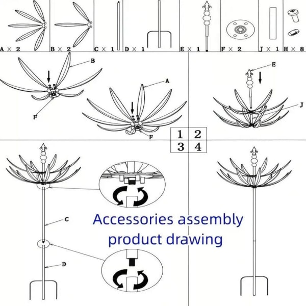 Harlow Wind Spinner Rotator, Unik Wind Spinner Metal Skulptur med Stake Garden Plæne Have Decor gave Red