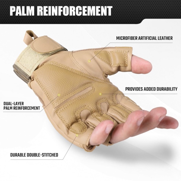 Fingerløse taktiske handsker til mænd - Beskyttelse, åndbar, behagelig og perfekt til udendørs sommeraktiviteter ArmyGreen L