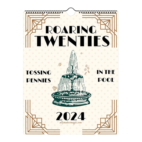 Roaring Twenties Calendar 2024 rolig väggkalender med positiva offerter månadsplanerare 2024 För hemkontor väggdekoration