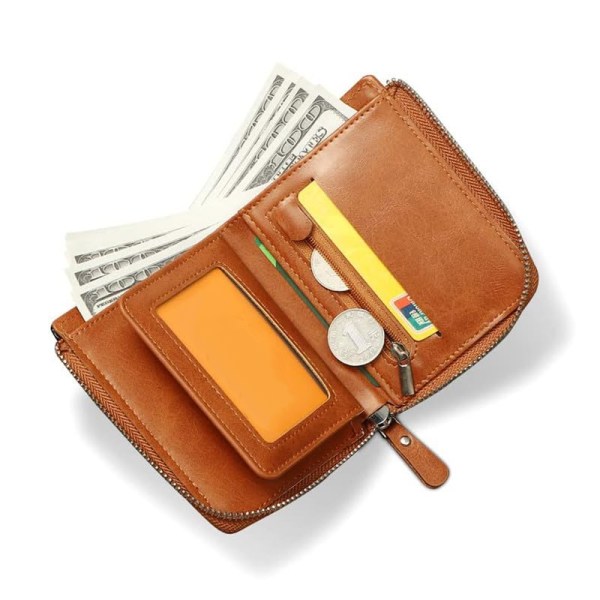 RFID-blockerande plånbok: Kompakt herrplånbok med myntfack, dragkedja, 9 kortplatser, multifunktionell unisex a2