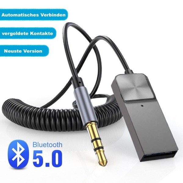 Bluetooth 5.0 mottakeradapter 3,5 mm jack AUX bilstereo USB bil