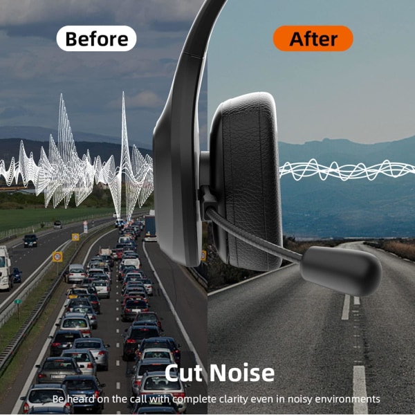 Trådlöst Trucker Bluetooth headset med brusreducerande mikrofon - 32H taltid - för PC, bärbar dator, mobiltelefon - kontor, callcenter