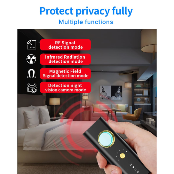 Skydda din integritet med dolda kameradetektorer - Buggdetektor, RF-detektor, GPS-spårningsdetektor - Upptäcker avlyssningsenheter på kontor, hotell