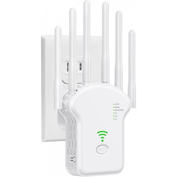 2024 WiFi Extender Signal Booster för hemmet, 6X snabbare längsta räckvidd upp till 12000sq.ft, Internet Repeater med Ethernet-port, WiFi-förstärkare White US plug