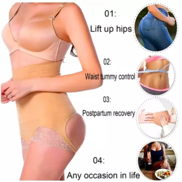 Shapewear for å løfte rumpa, kontrollere rumpa og stramme opp magen, sømløse shapewear-bukser med høy midje for å slanke, PP for å forbedre rumpa black M/L