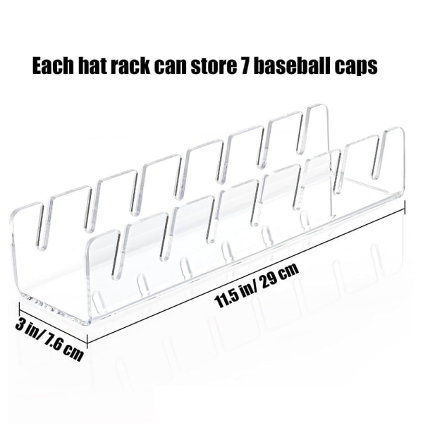 Akryylihattujalusta baseball-lippisille - 2 kpl: set , mahtuu 14 lippalakkia - Näytä ja järjestä makuuhuoneessa, kaapissa, toimistossa - Asennusta ei tarvita