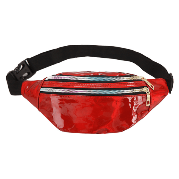 AYNKH Vyötärölaukku Holografinen Fanny Pack, Geometric Laser Vedenpitävä Rintapakkaus red