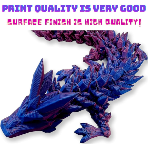 12" 3D- printed drake, ledad drake, Crystal Dragon, Dragon Fidget Toy, Executive Desk Toy för hemmakontor Laser Green