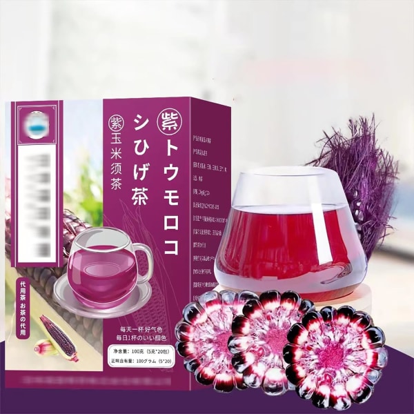 Purple Corn Husk Tea, Purple Corn Silk Tea, 100 % økologisk Purple Corn Husk Tea, Japan Anthocyaniner Purple Corn Stigma Tea til mænd og kvinder 2BOX