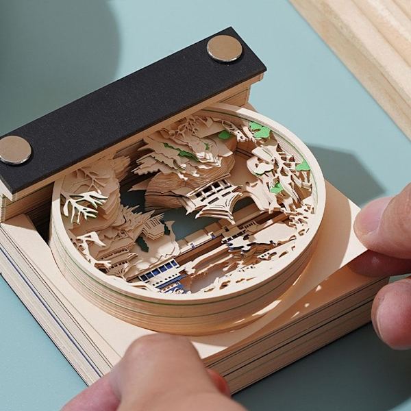 2024 Memo Pad Skrivbord Anteckningsbok Kalender Anteckningsblock Skrivbordsträd 3D Presentdekoration Pappershus Anteckningsblock Träd Romantisk A