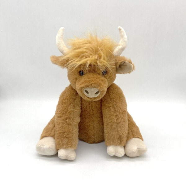 2024 Highland Cow som bär blommor, skotsk handgjord Highland Cattle, Highland Cow Brown with music