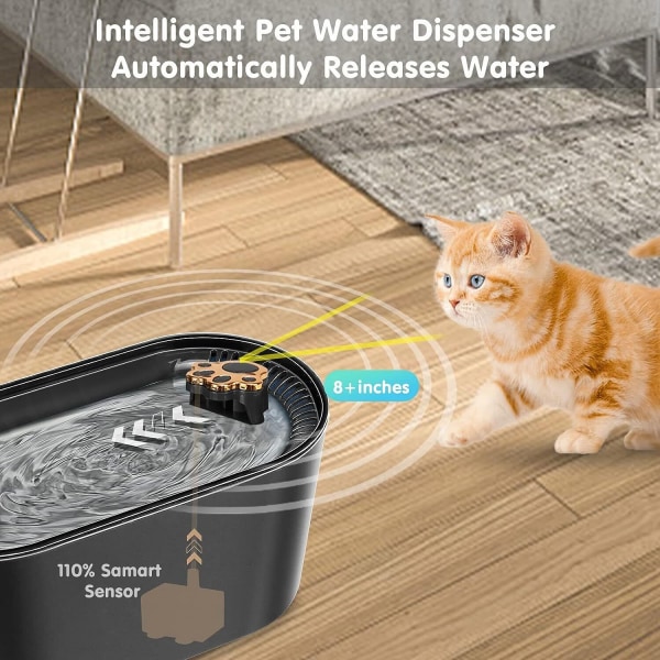 3L kattvattenfontän för hundar LED dricksvattenskål Automatisk dispenser