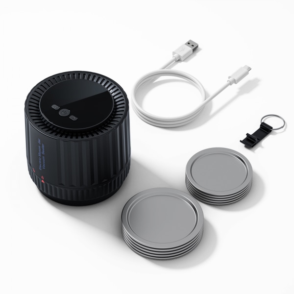 Elektrisk Mason Jar Vacuum Sealer Kit - Inkluderer boksåpner, vanlige og brede munnlokk - Food Saver Machine