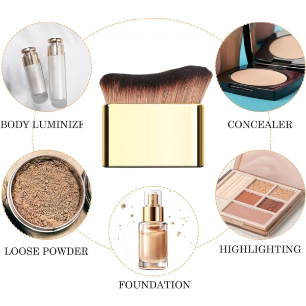 Självgarvningsborste, omedelbar självbruning för ansiktsgarvning och kroppsben Händerträning, stor blandning av bantning Solbränna Face Foundation Makeup-borste Silver and Gold