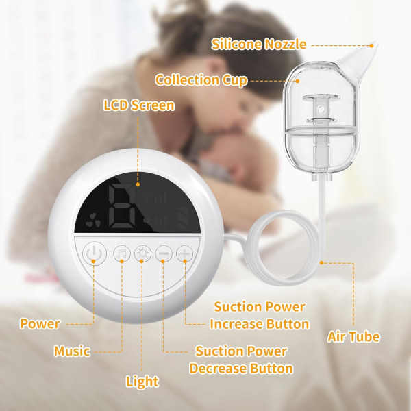 Nässug för baby - Elektrisk näsrengöring med 9 sugnivåer - Uppladdningsbar - skonsam och effektiv - innehåller tre silikonspetsar
