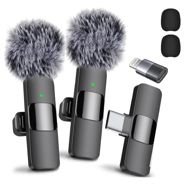Professionel trådløs Lavalier-mikrofon til iPhone 15 Pro Max & iPad - Krystalklar optagelse til livestreaming, YouTube, TikTok