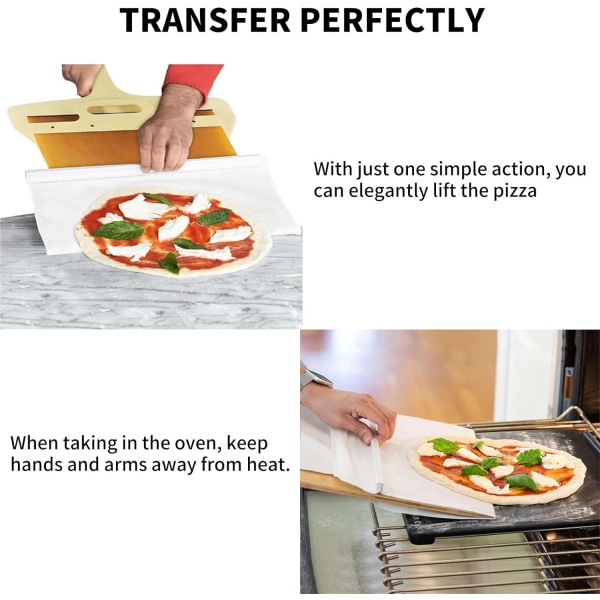 Enkel att använda glidande pizzaskal - Non-Stick Pizzapaddel med handtag - Tål diskmaskin - Perfekt pizzatillbehör för hem- och restaurangbruk!