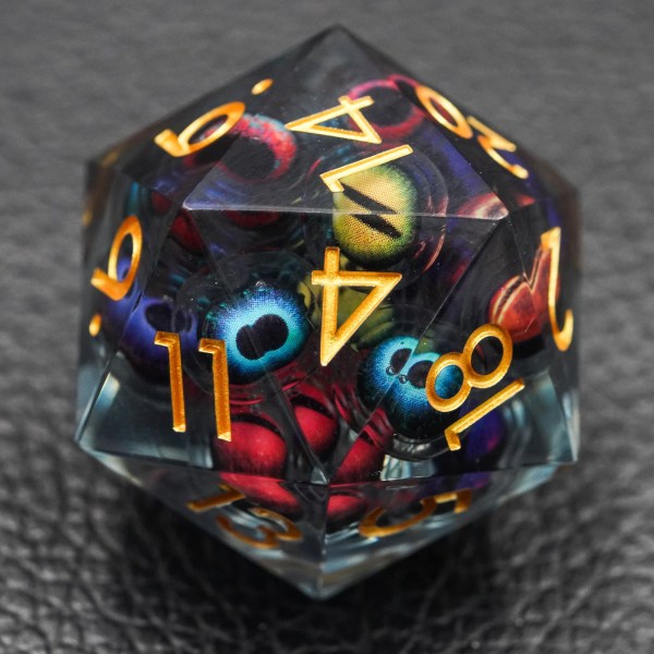 Øjenæble Liquid Core Terning Sæt D&D 33 mm Ekstra stor D20 Single Sharp Edge Resin Terning med gaveæske, rollespil polyedriske terninger