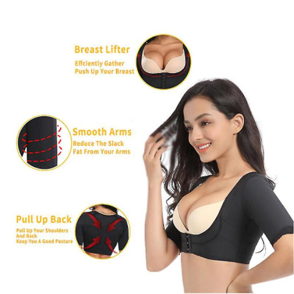 Naisten käsivarren muotoilija, kompressiohihat leikkauksen jälkeisiin hoikentaviin hihoihin Ryhdin korjaaja Topit Shapewear black L