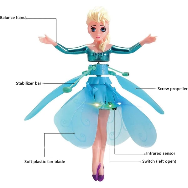 Flygande skimrande älvor Leksak - Crystal Flyers Regnbågsglitter, USB Magic Pixie Flying Fairy. Indoor Sky Dancers Princess Doll för förtrollande nöje ice and snow