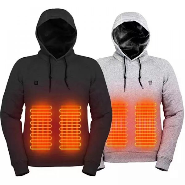 Värme Unisex Uppvärmd Hoodie, USB Uppvärmd Pullover Casual Hoodie Warm Top Eluppvärmd jacka för höst och vinter Black