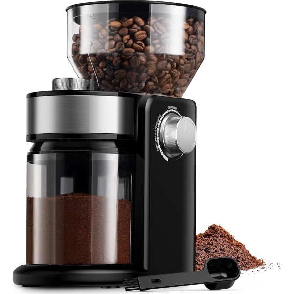 Elektrisk burr kaffekvarn 4.0, automatisk platt burr kaffe för fransk press, droppkaffe & espresso, justerbar burr kvarn med 16 inställningar, 14 koppar