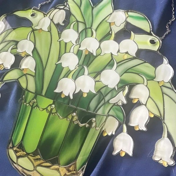 Crystal Lily of the Valley Suncatcher Kit - Lasimaalaussisustus, sisätilojen ripustus kodin sisustukseen 3pcs 23x23cm