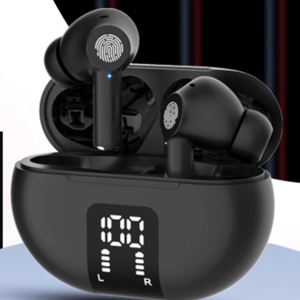 Trådlösa öronsnäckor Öronsnäckor Bluetooth 5.3-hörlurar 40H Playtime LED-skärm HiFi Stereoljud Vattentät i örat hörlurar med mikrofon B