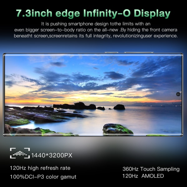 Ny top-of-the-range smartphone med 7,3-tommer stor skærm Octa Core-processor black