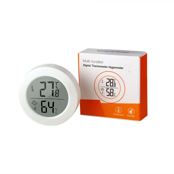 Minitermometer Hygrometer Inomhus 2 delar LCD Rumstermometer Luftfuktighetsmätare Digital inomhusrumstemperaturmätare Vit White 1PCS