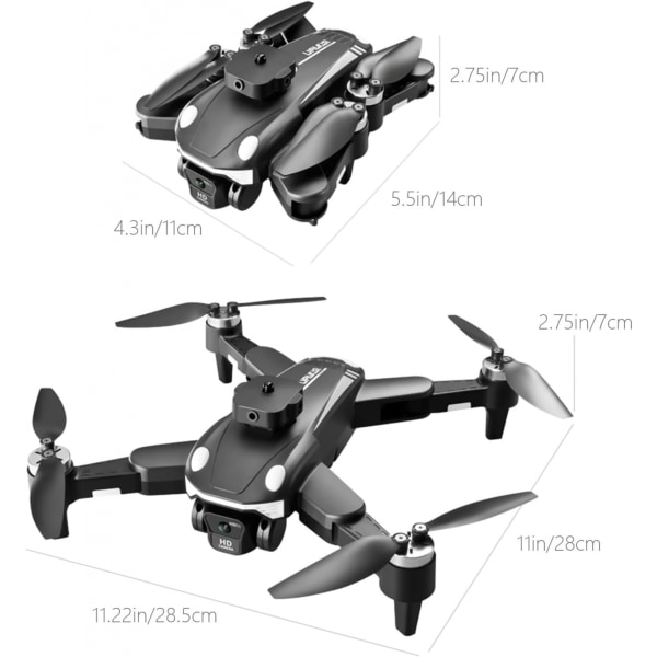 4K- drone - Taitettava nelikopteri ilmakuvaukseen - Helppo ohjaus, korkeuden pito, päätön tila - ihanteellinen lahja