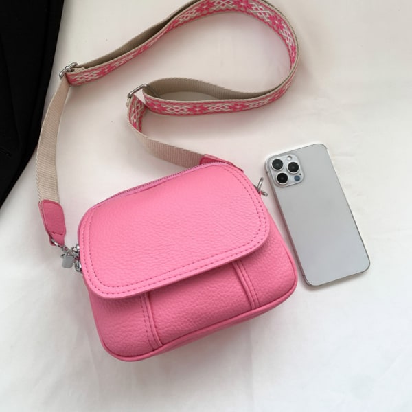 Ny lille læder-crossbody-taske til kvinder med tyk rem med tre lynlåse Crossbody-taske tegnebog Skulderhåndtaske 2024 black