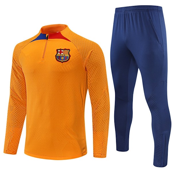 2324 sæson Barcelona Royal M Arsenal langærmet halvlynlås træningsdragt fodboldtrøje voksen træningsdragt langærmet kostume Gul-1 yellow-1 S yellow-1