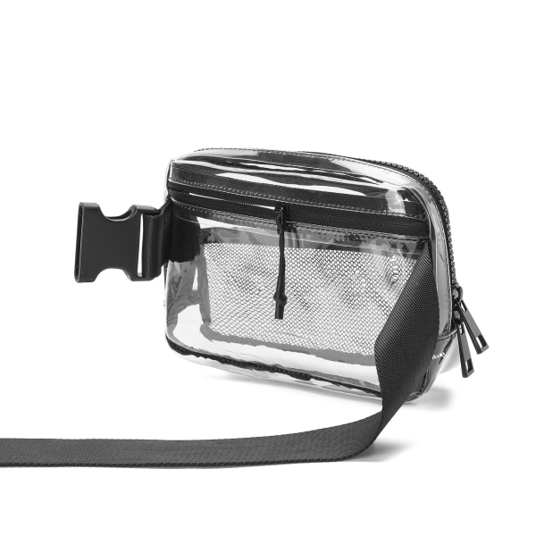 Klar Fanny Bag Stadium godkendt til kvinder Herre med justerbar rem, Crossbody taske Klar Fanny Bag til koncerter Vandring Løb White 1L