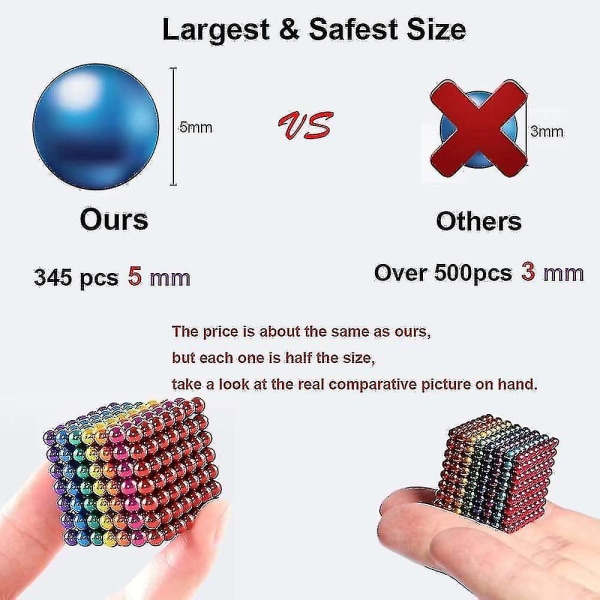 Magnetleksaker Färgglada magnetiska pusselleksak för tidig utbildning 3mm 512pcs
