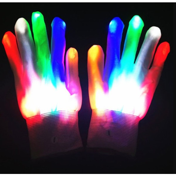 LED Glow Sju-Color Gloves - Halloween Bar Party Cheerleading, multifunktionella blinkande fingerljus B