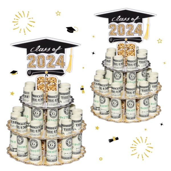 Graduation Money Holder for Cash Gift, 2024 Graduation Gifts Money Holder Leis Cash Cake for Congrats Class of 2024 Graduation Party Supplies