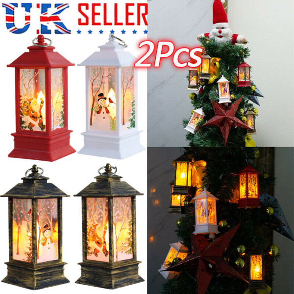 2X Jul Akryl LED Light Up Dekoration Festliga inomhus utomhus Xmas lampor B Red Santa claus&White Snowman