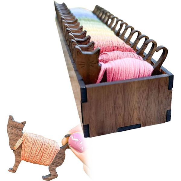 Træsdyr-trådspolesæt, broderitråd-arrangør, kanin-trådspolesholder-arrangør, sytråd-arrangør, syopbevaringsværktøj Sheep