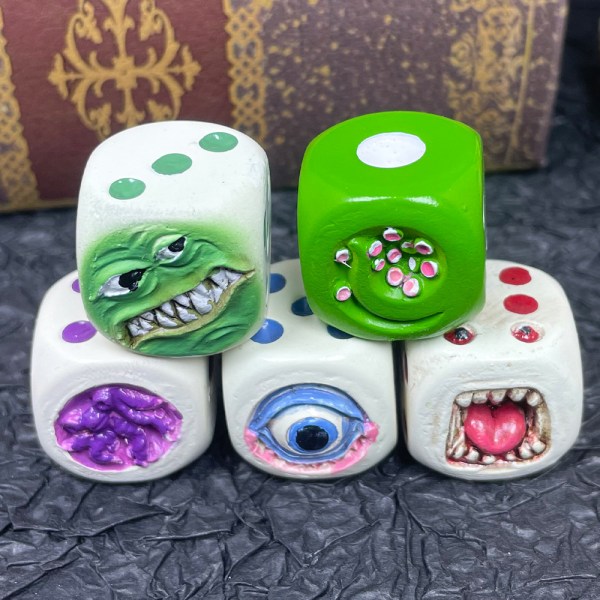 5 st monstertärningar, roliga monsteransiktstärningar, set för bordsspel, rollspel, unik present till spelentusiasten (Färg: Set a)