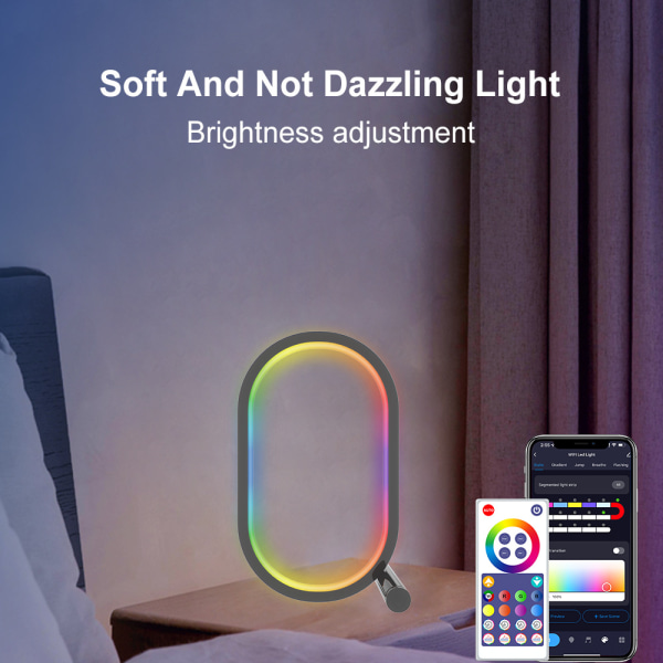 Intelligent WiFi kreativ skrivbordslampa: RGB färgglad skrivbordsljus för spelinställning och dekorativ accent WIFI&BLE white